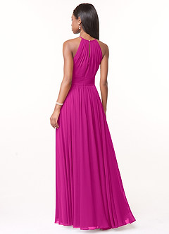 Azazie Cherish Bridesmaid Dresses Fuchsia A-Line Pleated Chiffon Dress image2
