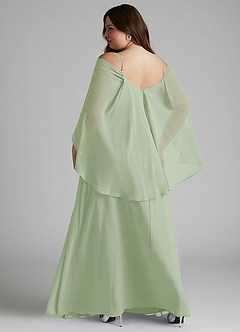 Azazie Cienna Bridesmaid Dresses Dusty Sage A-Line Off the Shoulder Chiffon Dress image8
