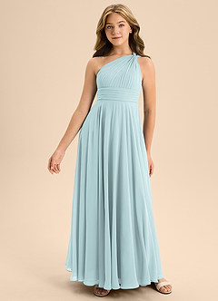Azazie Charlize Junior Mist A-Line Pleated Chiffon Dress image3