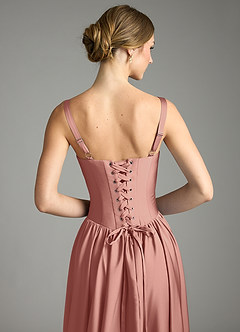 Azazie Evadina Suknie dla druhen Linia A Gorset Satyna elastyczna Do ziemi Sukienka image6