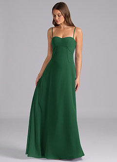 Azazie Valentine Bridesmaid Dresses Dark Green A-Line Corset Chiffon Dress image3