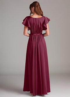 Azazie Daphne Bescheidene Brautjungfernkleider A-Linie Gestreift Stretch-Satin Bodenlänge Kleid image6