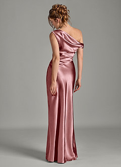 Azazie Emerson Bridesmaid Dresses Vintage Mauve Mermaid Off the Shoulder Metallic Satin Dress image2
