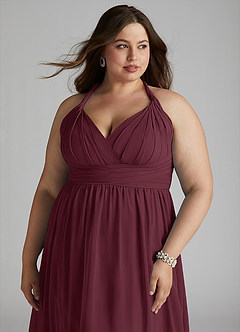 Azazie Ashia Brautjungfernkleider A-Linie Plissee Chiffon Kleid Cabernetrot image10