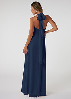 Azazie Fifi Brautjungfernkleider Wandelbar A-Linie Schulterfrei Chiffon Kleid Dunkelmarine image3