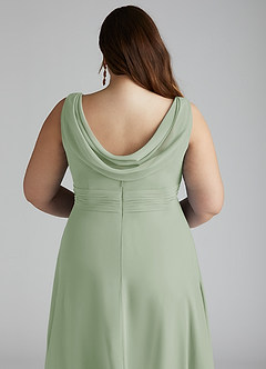 Azazie Karina Bridesmaid Dresses Dusty Sage A-Line Pleated Chiffon Dress image10