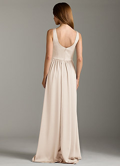 Azazie Keyla Bridesmaid Dresses White Alabaster A-Line Pleated Stretch Satin Dress image2