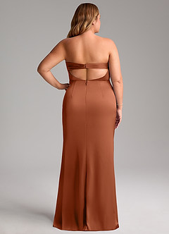 Azazie Leonis Robes de demoiselle d'honneur Robe Sirène Convertible en Satin extensible Plissée Rose De Cèdre image10