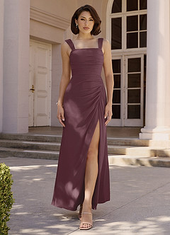 Azazie Jesaphine Bridesmaid Dresses Sangria Sheath Bow Chiffon Dress image2