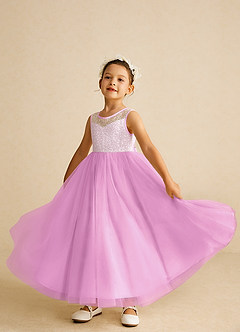 Azazie Tay Flower Girl Dresses Candy Pink A-Line Sequins Tulle Dress image6