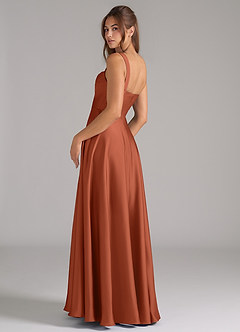 Azazie Shaude Brautjungfernkleider A-Linie Plissee Stretch-Satin Kleid Zedernrose image7