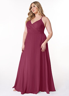 Azazie Davis Bridesmaid Dresses Mulberry A-Line V-Neck Chiffon Dress image9