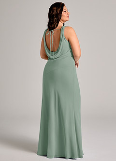 Azazie Rylina Bridesmaid Dresses Silver Sage Mermaid Pleated Chiffon Dress image8