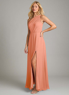 Azazie Phaedra Bridesmaid Dresses Sunset A-Line One Shoulder Chiffon Dress image5