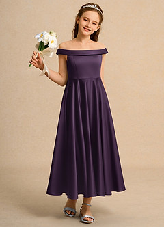 Azazie Teeny Girls Formal 플라워 걸 드레스 A라인 주름진 매트 새틴 발목 길이 드레스 image5