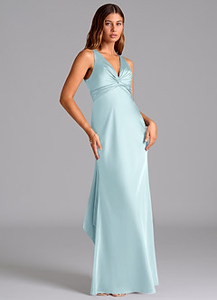 Azazie Hati Bridesmaid Dresses Cloud Blue Mermaid Stretch Satin Dress image4