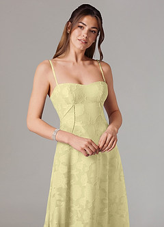 Azazie Valentine Bridesmaid Dresses Lemon Sorbet A-Line Sweetheart Neckline Floral Burnout Dress image2