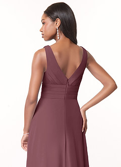 Azazie Julianna Bridesmaid Dresses Sangria A-Line Chiffon Dress image4
