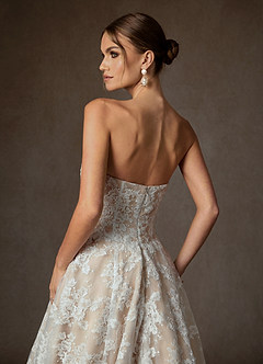 Azazie Layla Robes de mariée Robe Princesse en Dentelle Sans bretelles Diamant Blanc Champagne image6