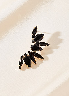 front Crystal Cluster Crescent Earrings