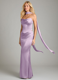 Azazie Sorrel Bridesmaid Dresses Frosted Lilac Mermaid Strapless Stretch Satin Convertible Dress image1