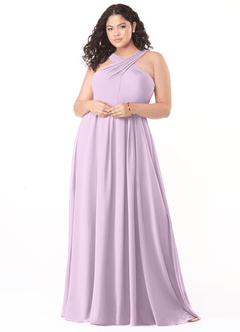 Azazie Dixie Brautjungfernkleider A-Linie Halter Gefaltet Chiffon Kleid Frostiges Flieder image7