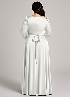 Azazie Leonia Suknie dla druhen Linia A Długi rękaw Satyna elastyczna Do ziemi Sukienka image13