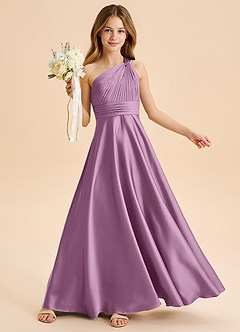 Azazie Charlize Junior Jurk van Stretch Satijn met A-Lijn Geplooid Blauweregen image1