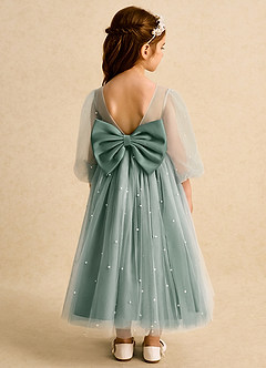 Azazie Trudy Blumenmädchenkleider Ballkleid Herzausschnitt Tüll Kleid Eukalyptus image2