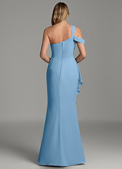 Azazie Ashlynn Abiti da Damigella Abito Sirena in Chiffon Spalle Scoperte Blu Acciaio image5