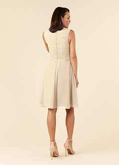 Azazie Theron Mother of the Bride Dresses Champagne A-Line V-Neck Pleated Chiffon Dress image6