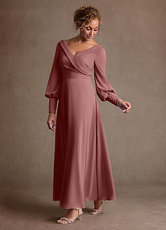 Azazie Paterson Mother of the Bride Dresses Desert Rose A-Line Pleated Chiffon Dress image5