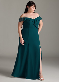 Azazie Sophie Brudtärnklänningar Klänning av A-Line i Chiffong Av axeln Tallgrön Konvertibel image10