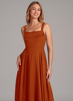 Azazie Shaude 신부 들러리 드레스 A라인 주름진 쉬폰 바닥 길이 드레스 image5