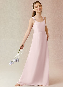 Azazie Denice Junior Blushing Pink A-Line Chiffon Dress image4