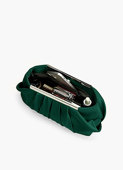 front Clutch plisado de satén elástico de color a juego