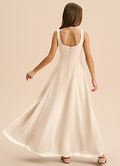 Azazie Lambie Junior White Alabaster A-Line Pleated Chiffon Dress image8