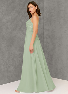 Azazie Amy Schlussverkauf A-Linie Spitze Chiffon Kleid Staubiger Salbeigrün image3