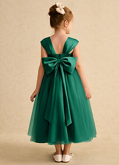 Azazie Chickadee Flower Girl Dresses Emerald Ball-Gown Sweetheart Neckline Matte Satin Dress image3