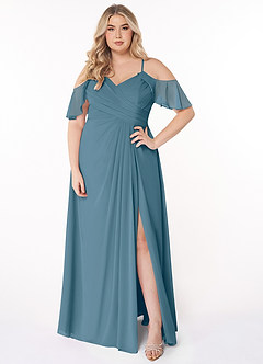Azazie Dakota Bridesmaid Dresses Bermuda A-Line V-Neck Pleated Chiffon Dress image12