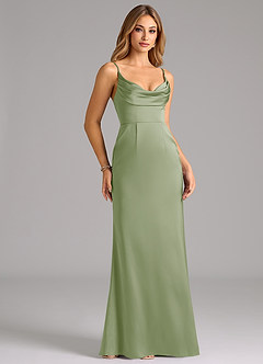 Azazie Aimee Bridesmaid Dresses Dusty Sage A-Line Sweetheart Neckline Stretch Satin Dress image3