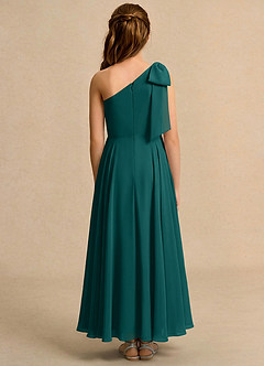 Azazie Guppy Girls Formal Flower Girl Dresses Peacock A-Line One Shoulder Chiffon Dress image2