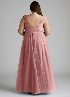 Azazie Luxi Bridesmaid Dresses Dusty Rose A-Line Pleated Tulle Dress image10