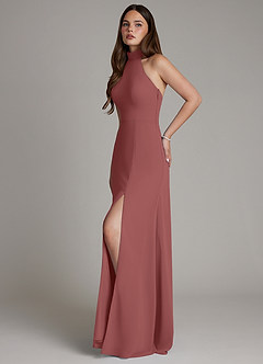 Azazie Myra Bridesmaid Dresses Amethyst A-Line High Neck Chiffon Dress image5