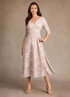 Azazie Durant Abiti per la Madre della Sposa Abito A-Line in Burnout Floreale Plissettato Rosa Rossore image4