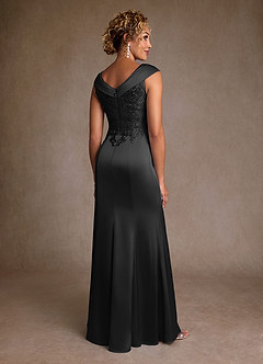 Azazie Santa Monica Mother of the Bride Dresses Black A-Line Lace Dress image2