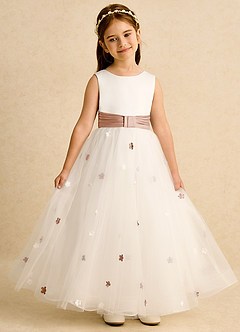 Azazie Cricket Sukienki dla dziewczynek sypiących kwiaty Suknia balowa Pofałdowany Matowy satynowy Długość kostki Sukienka image4