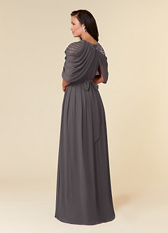 Azazie Olena Mother of the Bride Dresses Steel Grey A-Line Sequins Chiffon Dress image4