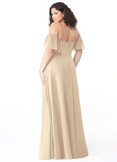 Azazie Sue Bridesmaid Dresses Champagne A-Line Off the Shoulder Chiffon Convertible Dress image10
