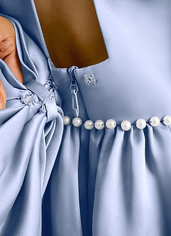 Azazie Daisies Flower Girl Dresses Ice Ball-Gown Bow Matte Satin Dress image8